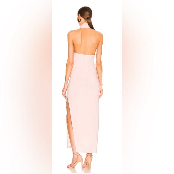 Norma Kamali Halter Turtle Side Slit Gown in Blush - NWOT - Picture 2 of 3